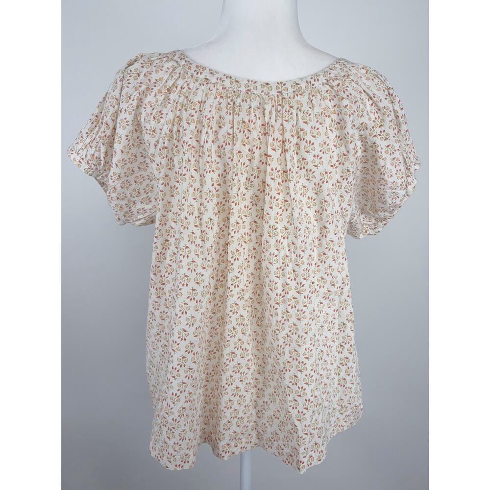 DOEN Joyce Short Sleeve Blouse in Spring Elderberry Floral Print Size Medium - Picture 3 of 10